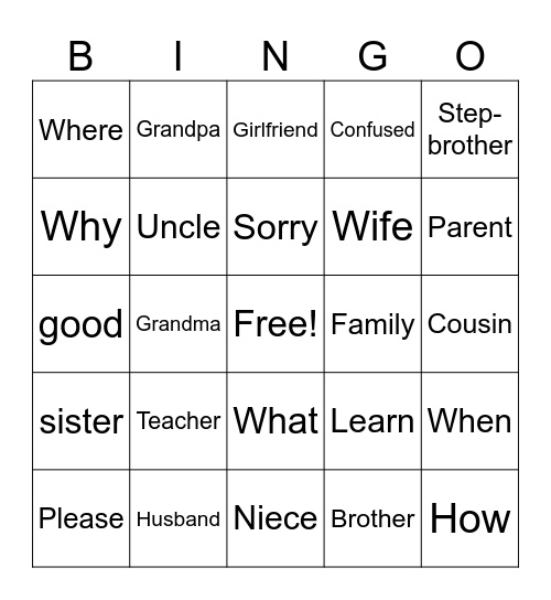ASL Bingo Card