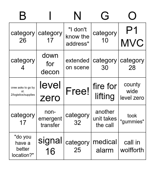 B-SHIFT Bingo Card