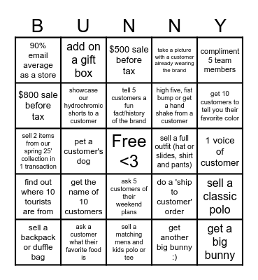 PB Bingo <3 Bingo Card