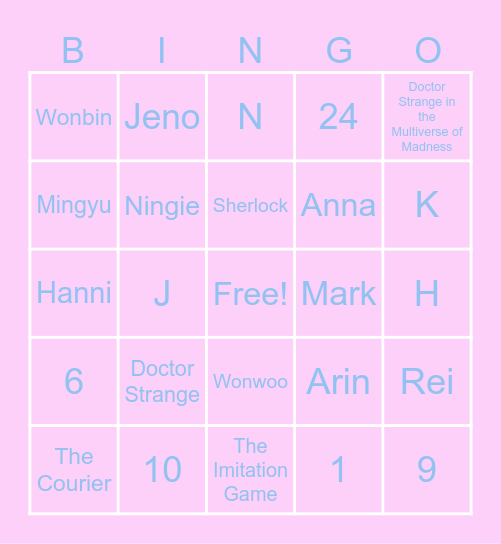 Hanni Pham's Bingo Card