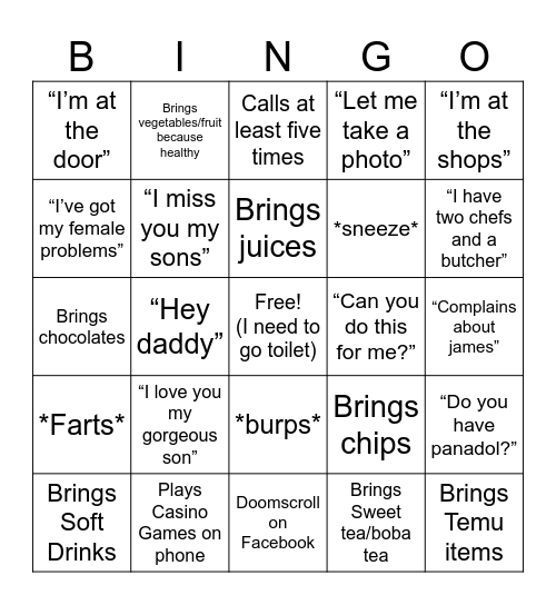 “Mum” Bingo Card Bingo Card
