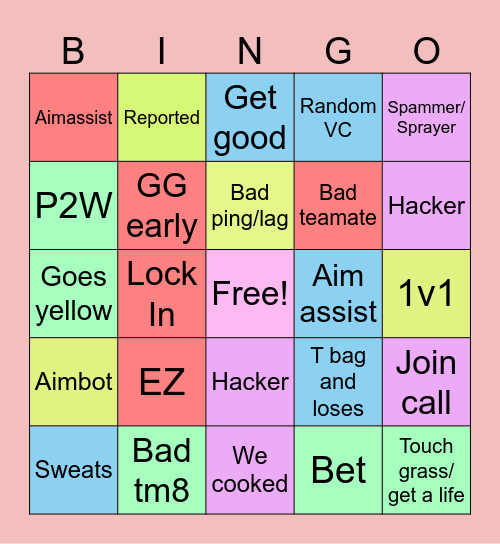 Rivals Bing Bingo Card