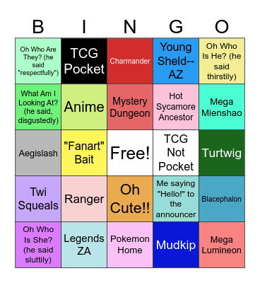 Pokemon Presents Bingo Card