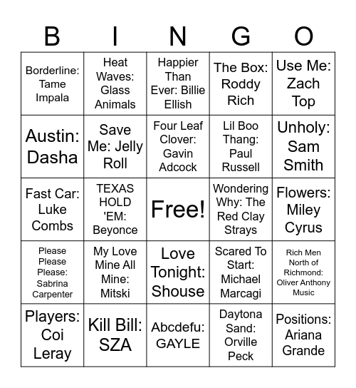 2020's Bingo Card