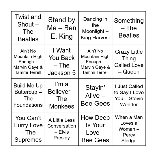 The Golden Classics (1950s–1970s) Bingo Card