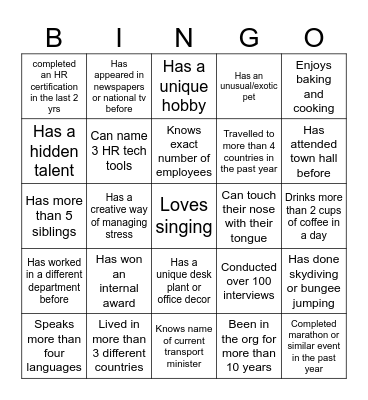 HR Bingo Card