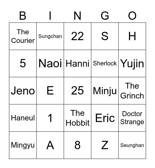 Eric Bingo Card