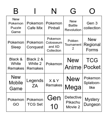 Pokemon Presents 2/27/25 Bingo Card