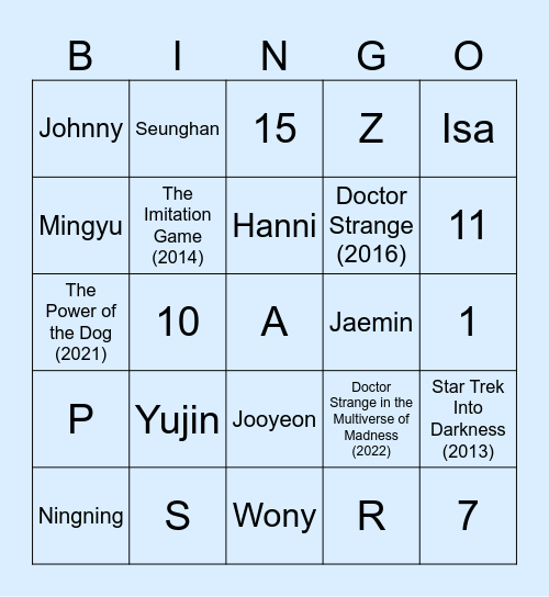 TAJ03SEUNGHANN Bingo Card