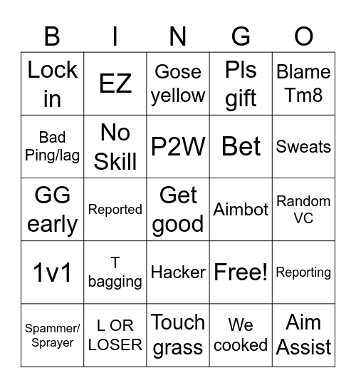 Rivals Bingo Card