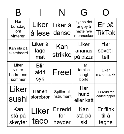 Mangfold - BINGO Card