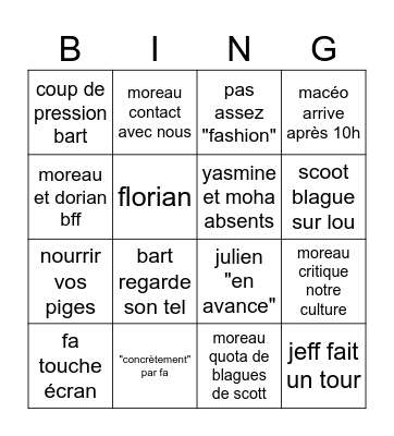 Mardi Bingo Card