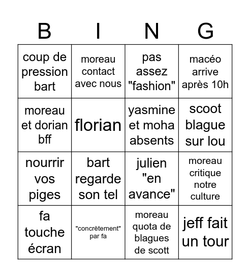 Mardi Bingo Card