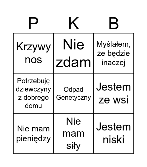 PKB Bingo Card