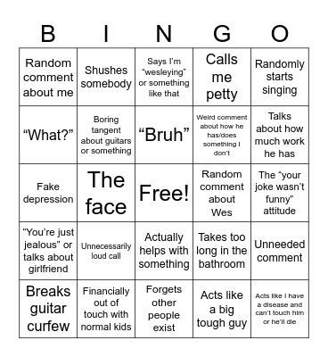 Harry Bingo Card