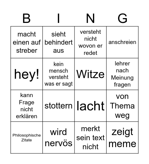 Adrian Ethik Präsentation Bingo Card