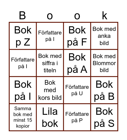 Bok bingo Card