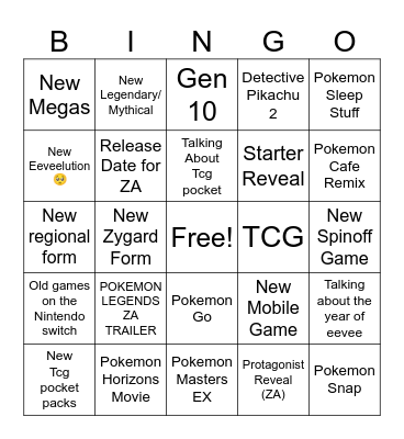 POKEMON DAY BINGO Card