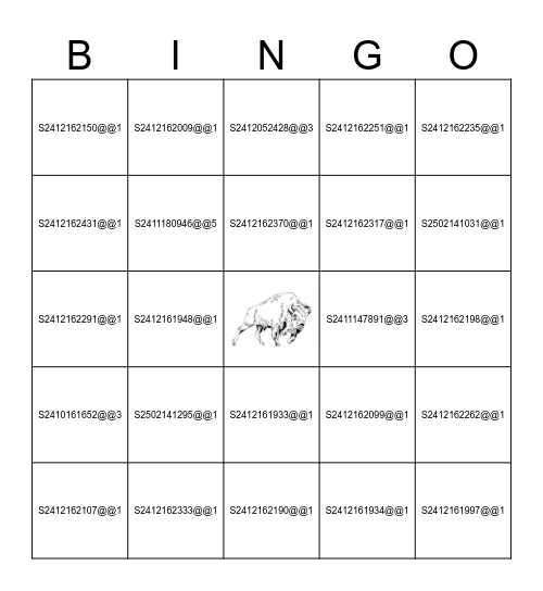 Buffalo BINGO Card