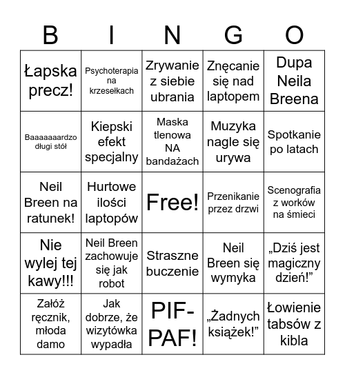 Neil Breengo Bingo Card