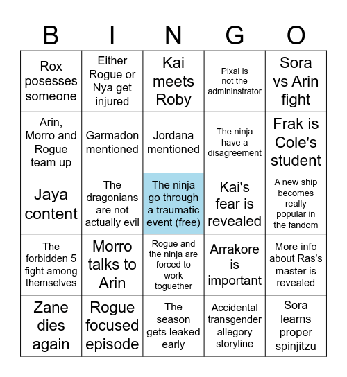 Dragons rising season 3 bingo Card