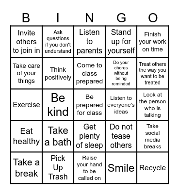 RESPECT Bingo Card