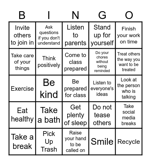 RESPECT Bingo Card