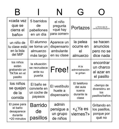 semana del 24/2/2025 Bingo Card