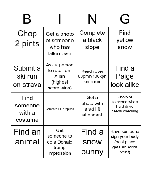 Tim's Stag Do Bingo Extravaganza Bingo Card