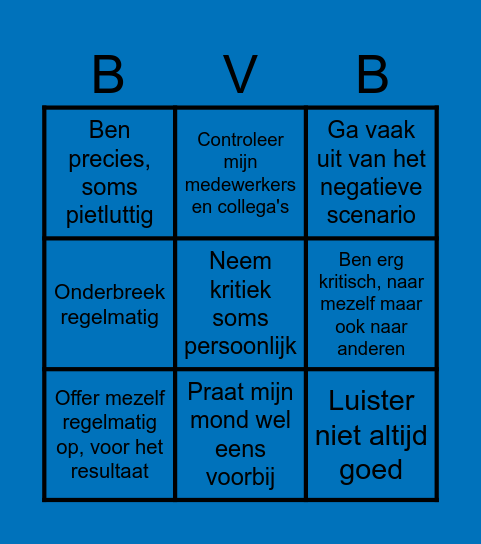 Pricon Blinde Vlekken Bingo Card