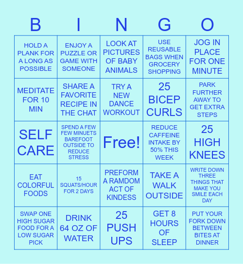 OCEAN WELLNESS BINGO Card