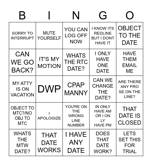 IWCC Bingo Card