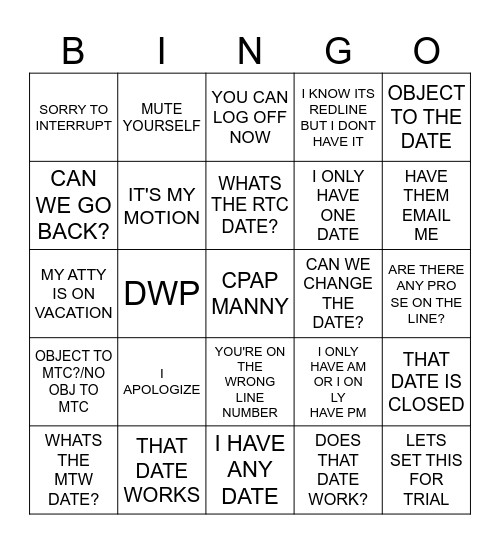 IWCC Bingo Card