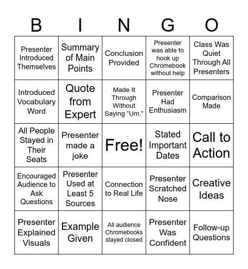 Untitled Bingo Card