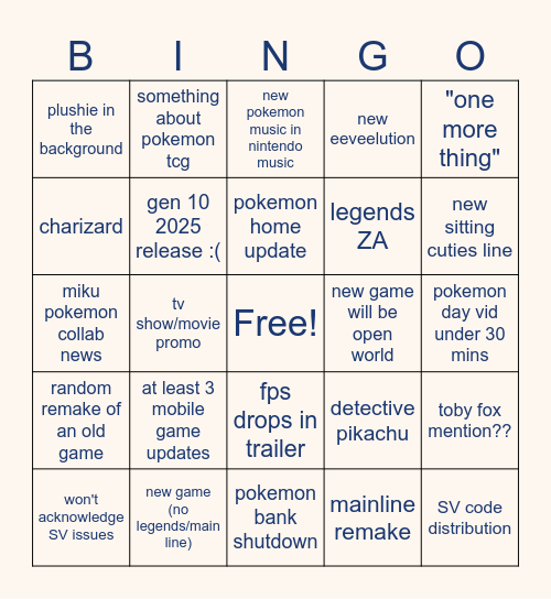 Pokemon Day 2025 Bingo Card