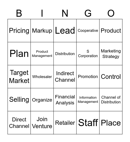 2.2, 2.3 Business Management & Marketing Bingo Card