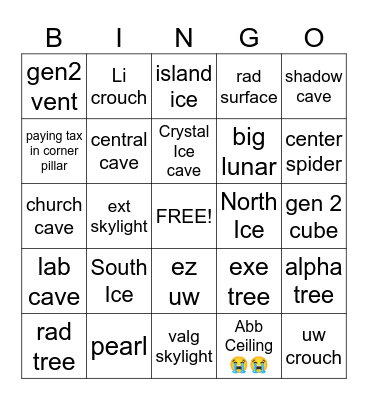 Cystal playing Bingo 😭 Bingo Card