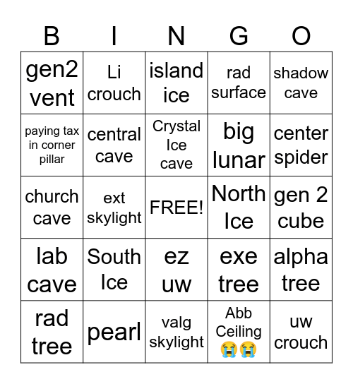 Cystal playing Bingo 😭 Bingo Card
