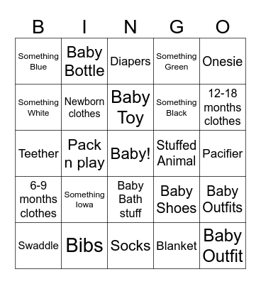Baby Bingo Card