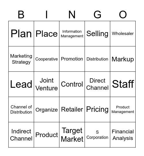 2.2, 2.3 Business Management & Marketing Bingo Card