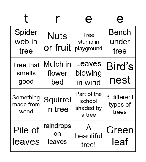 TREE BENEFITS BINGO Card