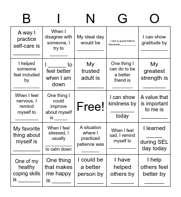 SEL Day Bingo! Bingo Card