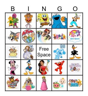 Kids TV Shows Bingo Card