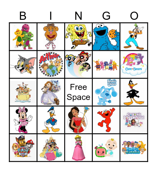 Kids TV Shows Bingo Card