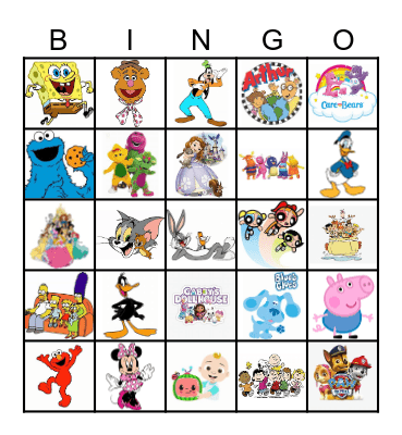 Kids TV Shows Bingo Card