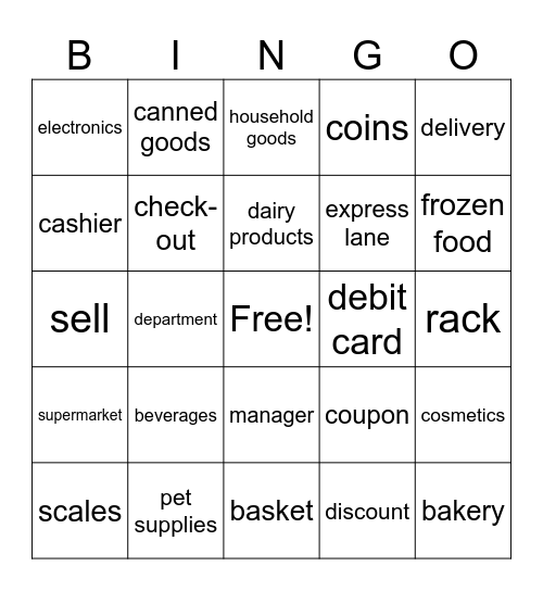 At the Grocery Store BINGO Card