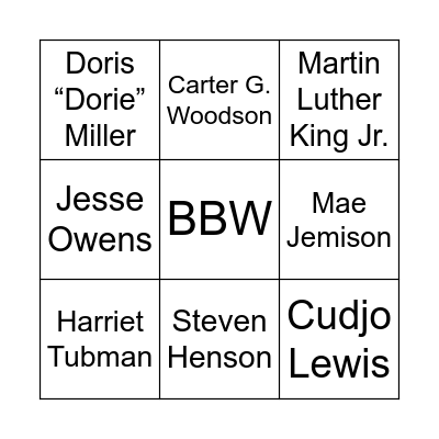 Black History Month Bingo Card