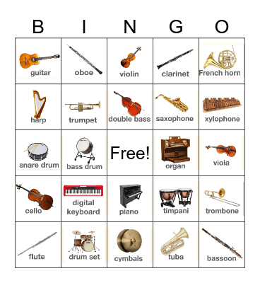 INSTRUMENT SOUNDS Bingo Card