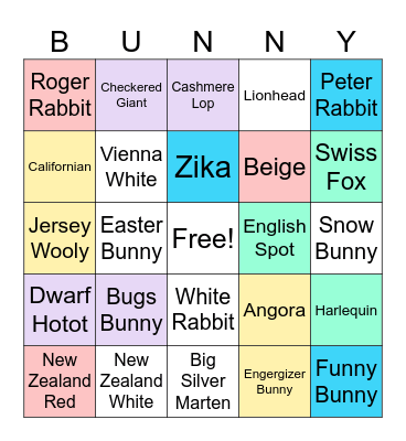 Rabbits Bingo Card