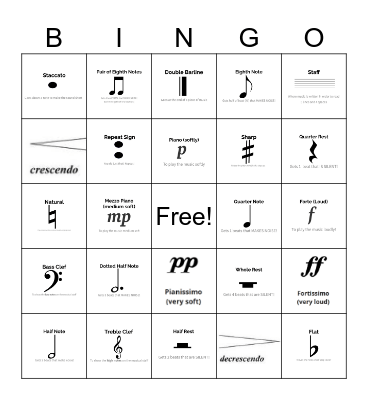 Music Bingo Card